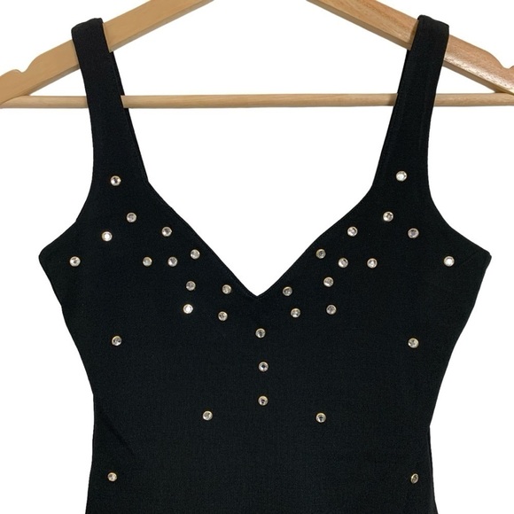 Vintage Moda International 90s Y2K Studded jeweled crystal Bodycon Mini Dress XS - Picture 3 of 16